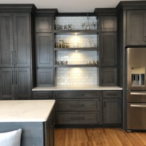 Grey Kitchen With Unique Built-In Seating