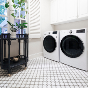 Laundry Room With Mosaic Tile Floors