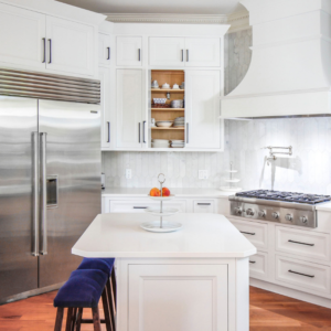 Bright White Kitchen With Island Seating