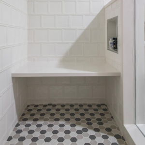 Modern White and Hexagon Bathroom