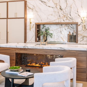 Stunning Marble And Fire Kitchen