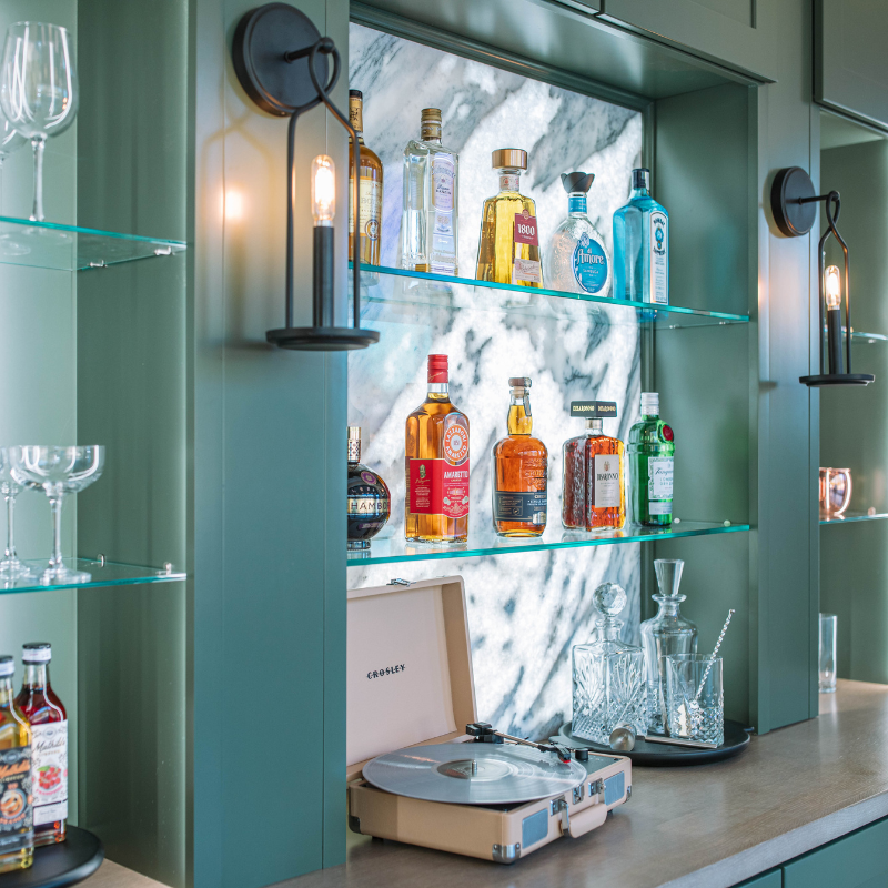 Modern Green Built-In Bar